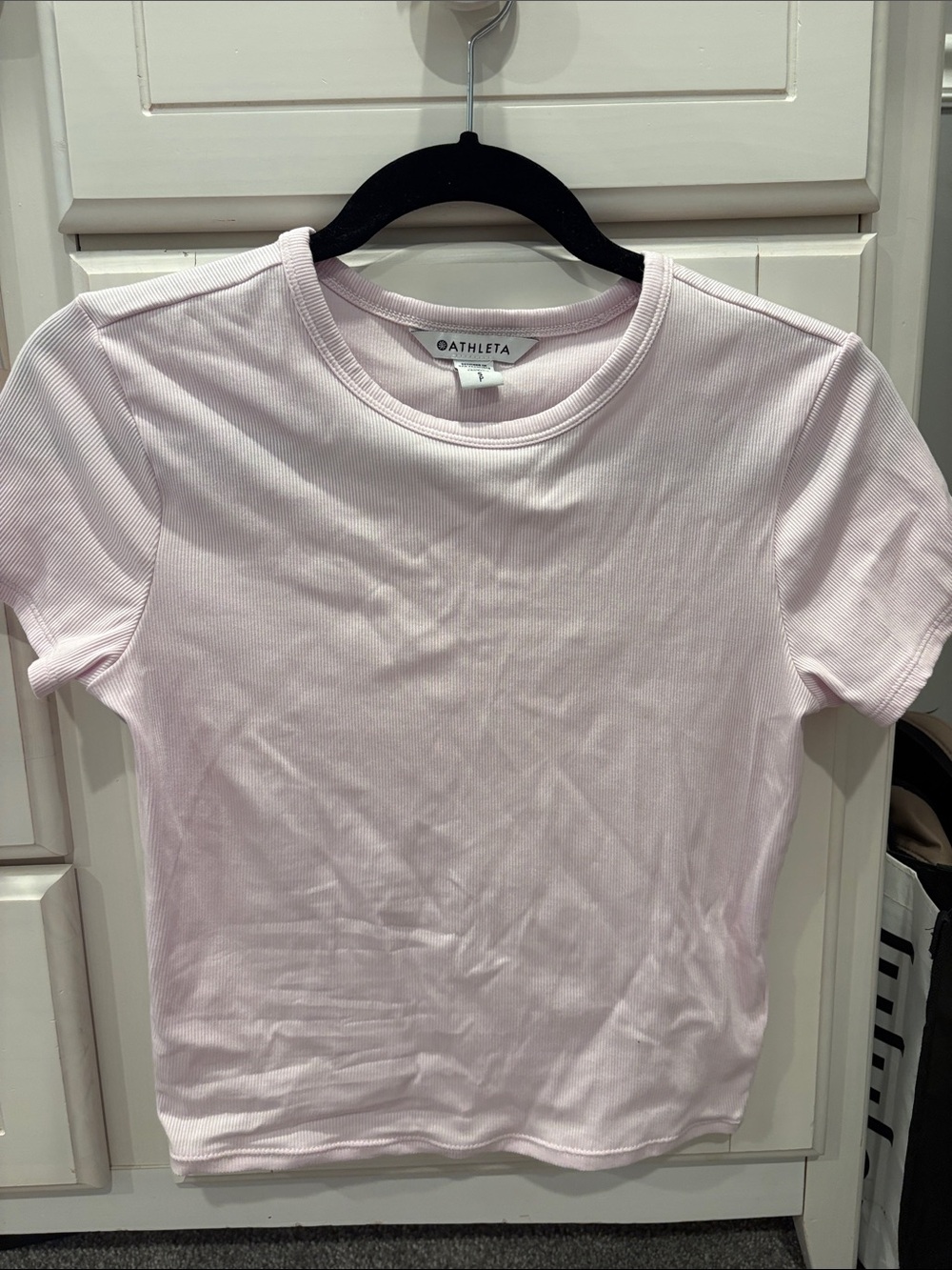 Athleta Light Pink Ribbed Short Sleeve Tee